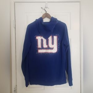 Victoria's Secret PINK, NFL New York Giants Sequins Zip Up Hoodie, Size L, Blue
